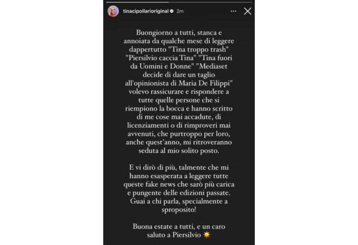 Uomini e Donne Tina Cipollari instagram